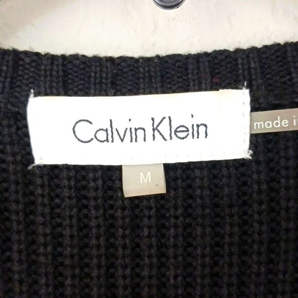 Calvin Klin boho chic black faux fur and knit vest sz medium - Picture 11 of 12